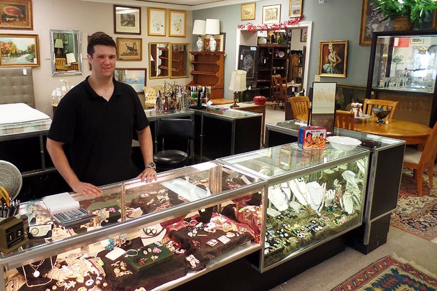 The jewelry counter in the retail shop